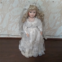 16" PORCELAIN DOLL WITH STAND