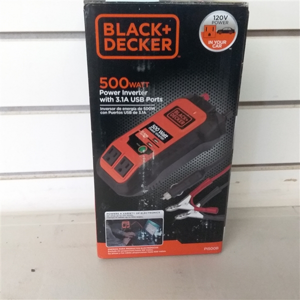 BLACK & DECKER 500 WATT POWER INVERTER WITH USB PORTS