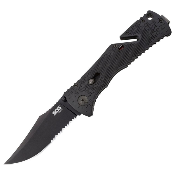 SOG TRIDENT PARTIALLY SERRATED FOLDING UTILITY KNIFE