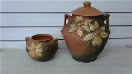 ROSEVILLE BROWN CLEMATIS POTTERY