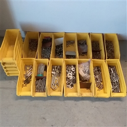 STACKING BINS WITH SOME SCREWS, WASHERS AND MORE
