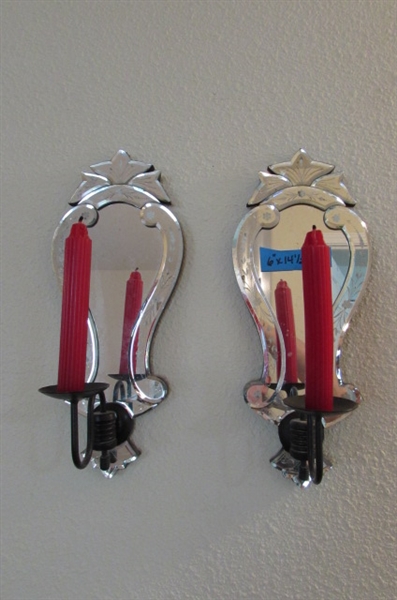 ANTIQUE LOOK MIRRORED WALL SCONCES