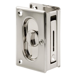 3 3/4" SOLID BRASS SATIN NICKEL FINISH POCKET DOOR PRIVACY LOCK & PULL