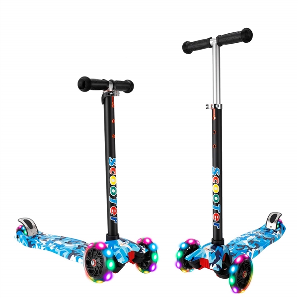 AMHOOME SCOOTER FOR KIDS, HEIGHT ADJUSTABLE, LED LIGHT UP WHEELS