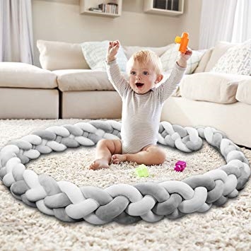 BABY CRIB BUMPER KNOTTED BRAIDED SUPER SOFT