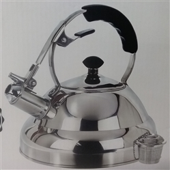 WILLOW & EVERETT STAINLESS STEEL WHISTLING KETTLE WITH LOOSE LEAF TEA STRAINER
