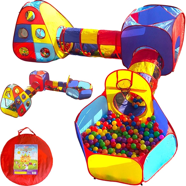 PLAYZ 5 PC POP UP TENT, TUNNEL, AND BALL PIT PLAY HOUSE SET