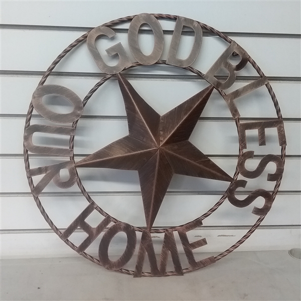 GOD BLESS OUR HOME 18 METAL RUSTIC SIGN