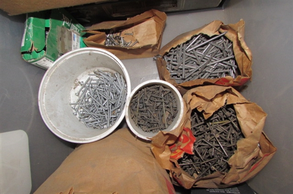 TUB OF NAILS AND SCREWS