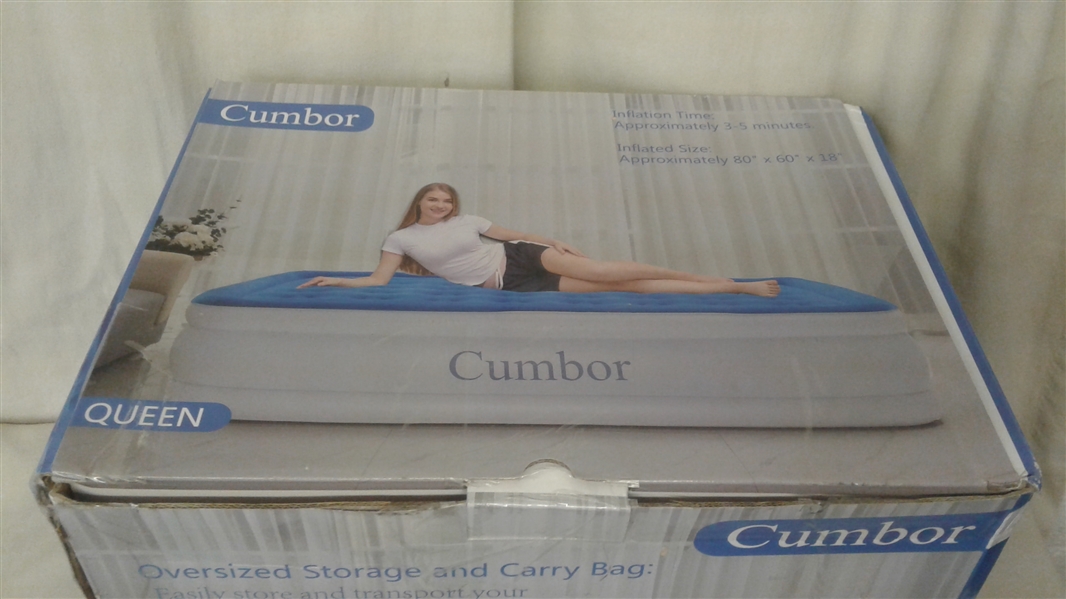 CUMBOR QUEEN 18 AIR MATTRESS WITH BUILT IN PUMP AND STORAGE BAG