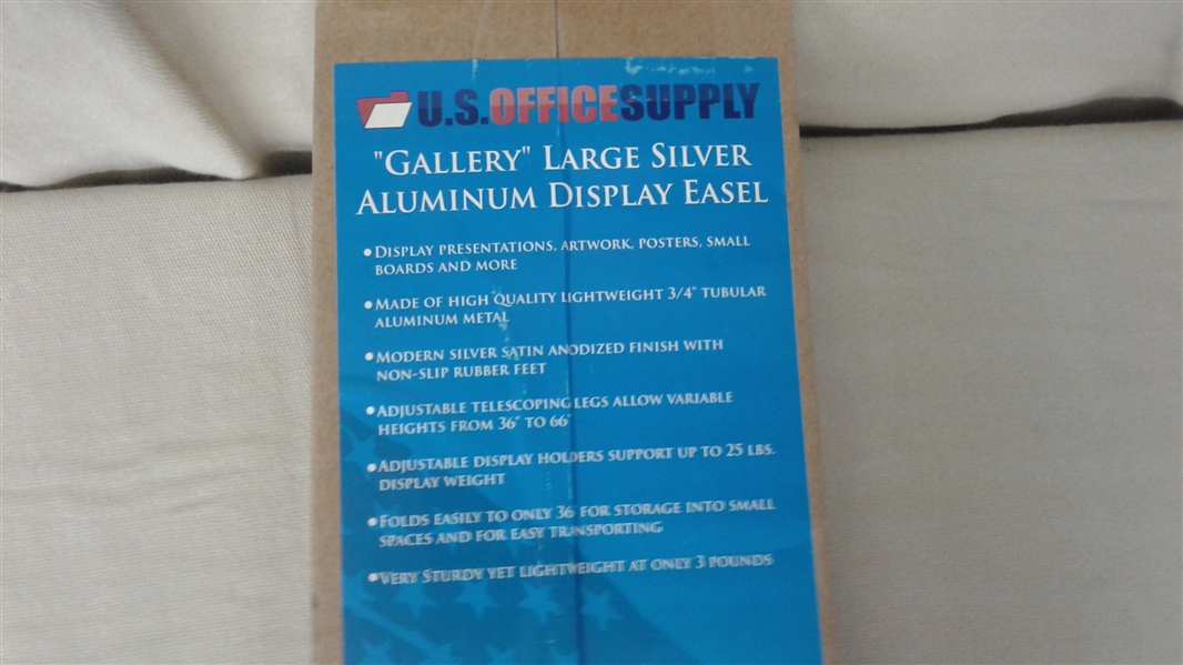 US OFFICE SUPPLY GALLERY LARGE SILVER ALUMINUM DISPLAY EASEL