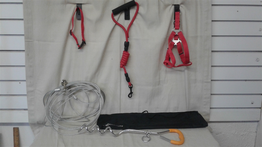 TERRITROPHY DOG TIE OUT AND HARNESS COMBO