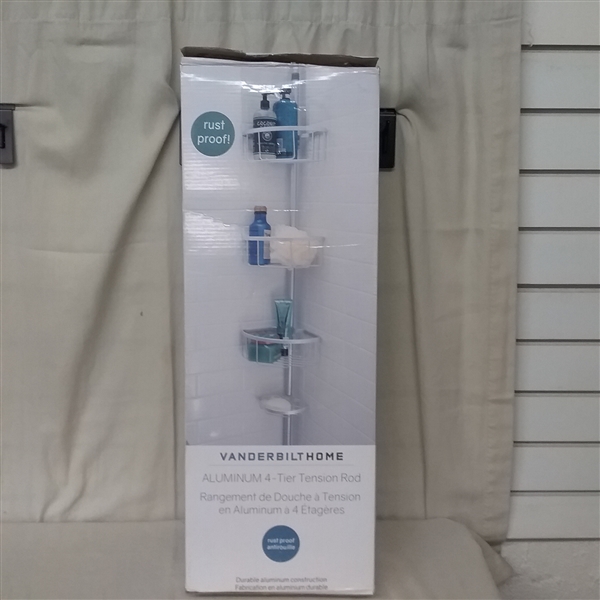4 TIER TENSION ROD SHOWER CADDY