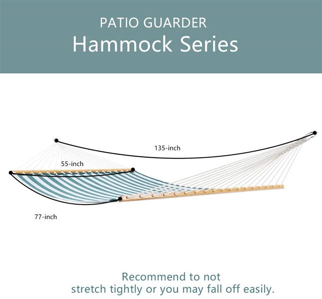 PATIO GUARDER 14 FT PORTABLE HAMMOCK DOUBLE SIZE BROWN STRIPED