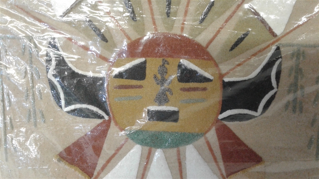 ORIGINAL NAVAJO SAND PAINTING CHIRICAHUS SUN