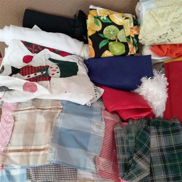 MISCELLANEOUS FABRIC PIECES & QUILT START