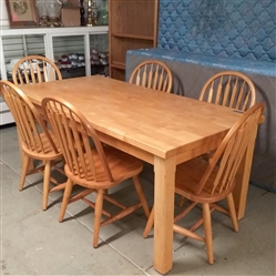 LARGE WOOD DINING TABLE & CHAIRS