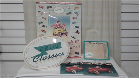 VINTAGE KIDDIE CAR CLASSICS SIGNS, POSTER, BAGS, AND TISSUE PAPER 
