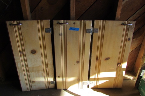 3 VINTAGE KNOTTY PINE CUPBOARD DOORS *LOCATED AT ESTATE*