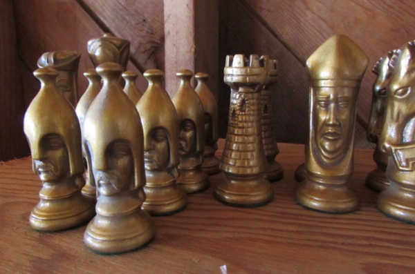 WOOD CARVED CHESS PIECES *LOCATED AT ESTATE*