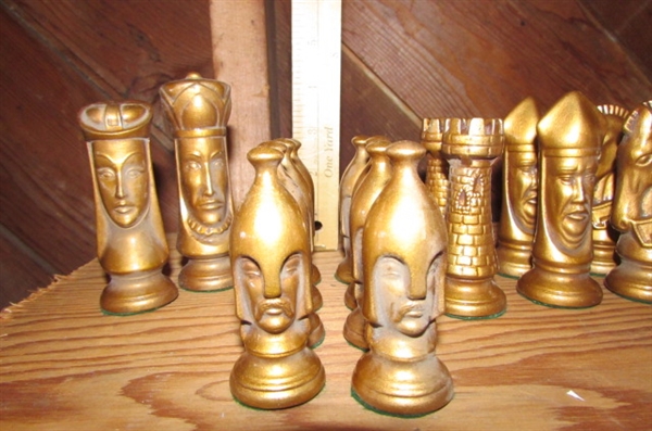 WOOD CARVED CHESS PIECES *LOCATED AT ESTATE*