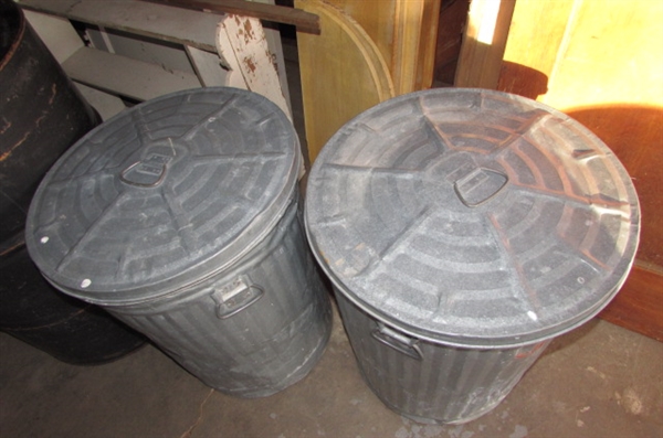 2 - GALVANIZED METAL TRASH CANS WITH LIDS *LOCATED AT ESTATE*