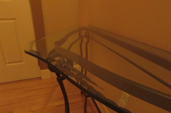 BEVELED GLASS TOP ENTRYWAY TABLE