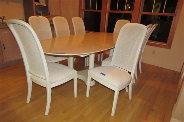 ELEGANT WHITE DINING ROOM TABLE W/8 CHAIRS