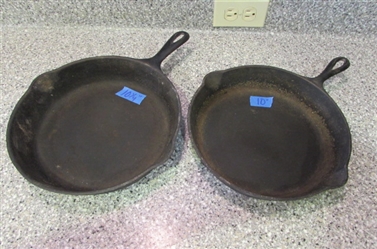 2 - 10" CAST IRON FRYING PANS