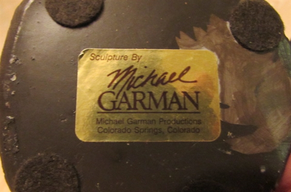 MICHAEL GARMAN GOLD PANNER SCULPTURE & COWBOY SCULPTURE