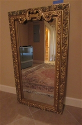 ANTIQUE CARVED WOOD WALL MIRROR