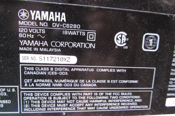 YAMAHA DVD PLAYER WITH REMOTE *LOCATED AT ESTATE*