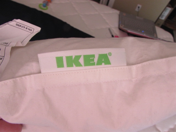 2 IKEA FEATHER PILLOWS AND BODY PILLOW