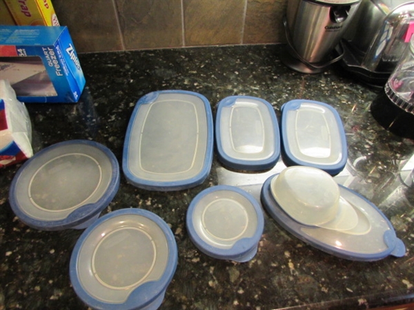 BRITA WATER PITCHER, STORAGE CONTAINERS, ZIPLOC BAGS, NAPKINS, ALUMINUM FOIL, AND MORE