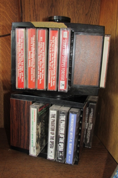 SONY CD/RADIO/CASSETTE PLAYER, HEADPHONES, CASSETTES, CDS & RECORDS