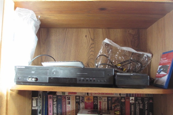 SAMSUNG DVD/VHS COMBO WITH VHS TAPES & DVDS
