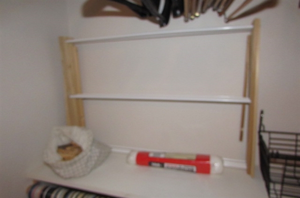 CLOTHES DRYING RACK, HANGERS, BINS, CLOTHESLINE & CLOTHESPINS