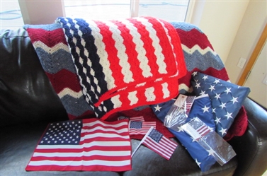 RED, WHITE & BLUE, THROWS & AMERICAN FLAGS