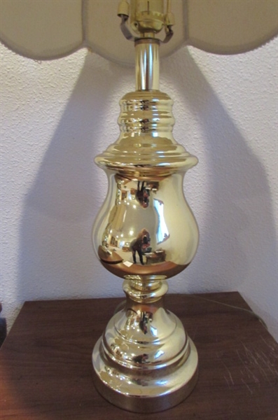 GOLD-TONE TABLE LAMPS WITH VICTORIAN SHADES