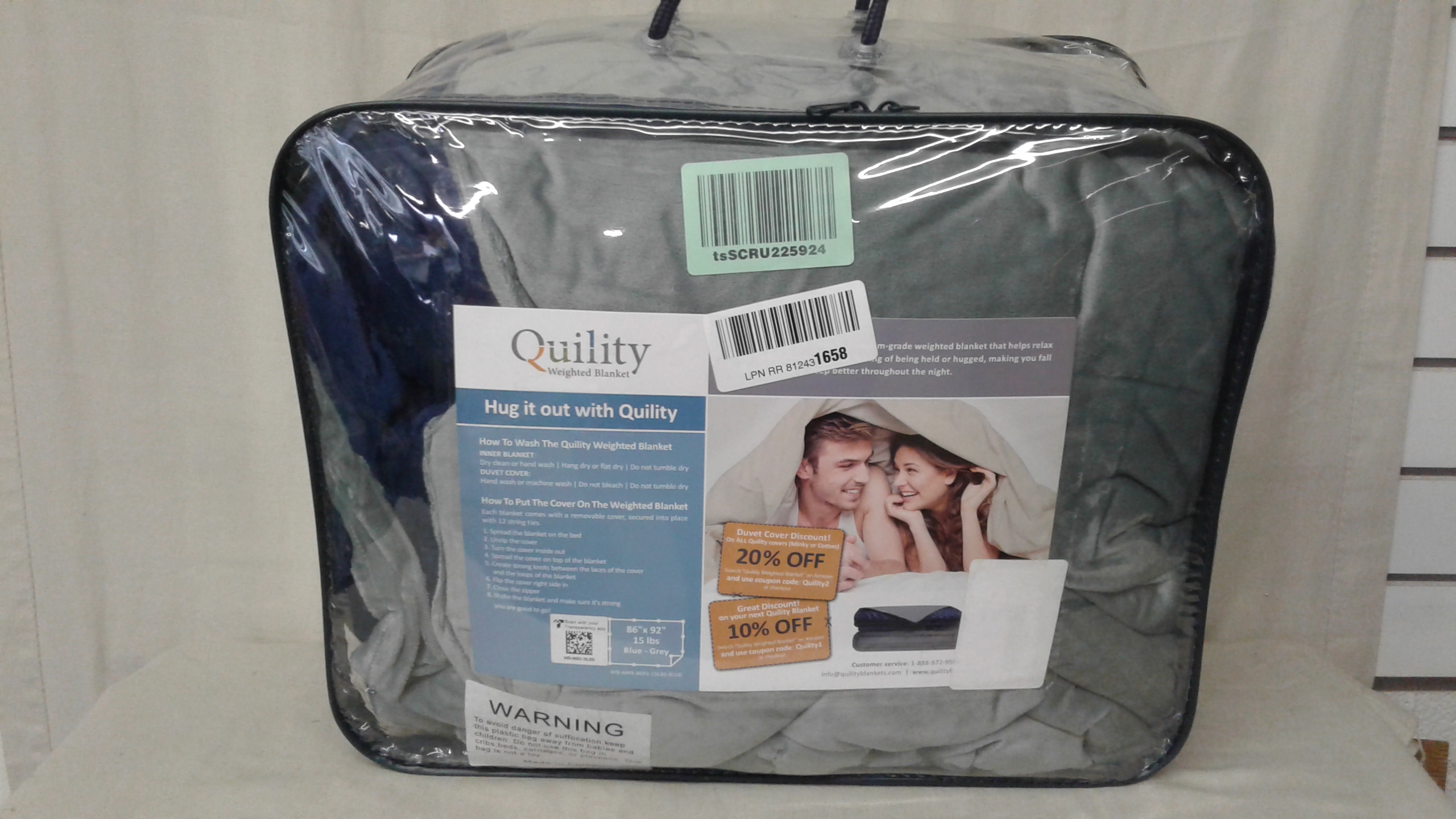 Lot Detail - QUILITY WEIGHTED BLANKET 15LBS WITH REMOVABLE COVER 86" × 92"