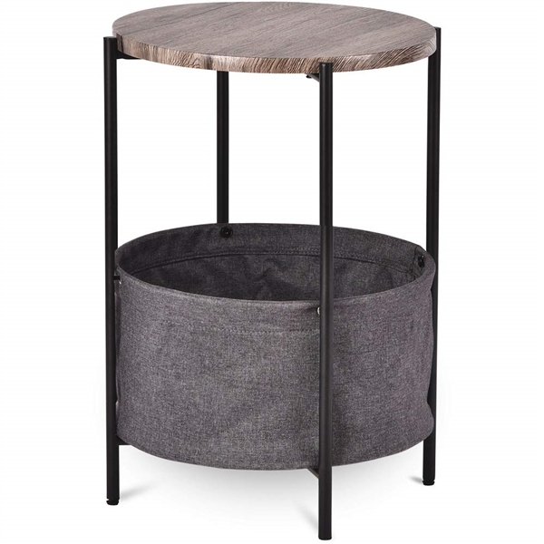 SIDE TABLE WITH FABRIC STORAGE BASKET