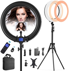 19" RING LIGHT WITH REMOTE AND IPAD HOLDER