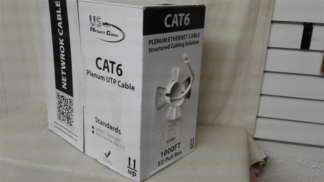 CAT6 PLENUM WHITE 550MHZ 1000FT UTP SOLID BULK CMP NETWORK CABLE