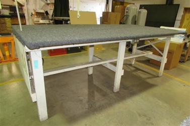 8 WORK TABLE WITH CARPET AND 2 4-GANG OUTLETS