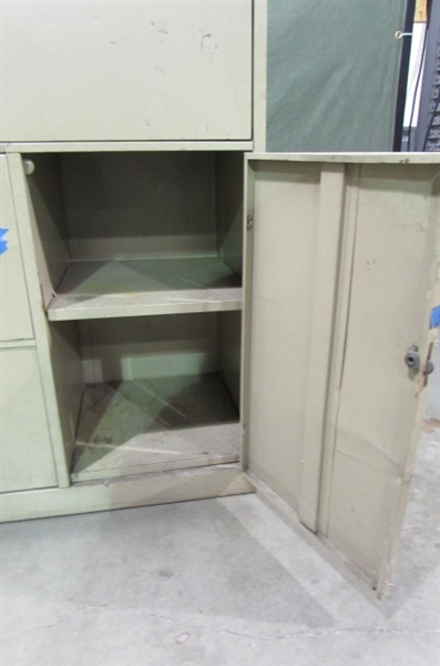 METAL CABINET WITH ASSORTED GLASS & TORCH PARTS