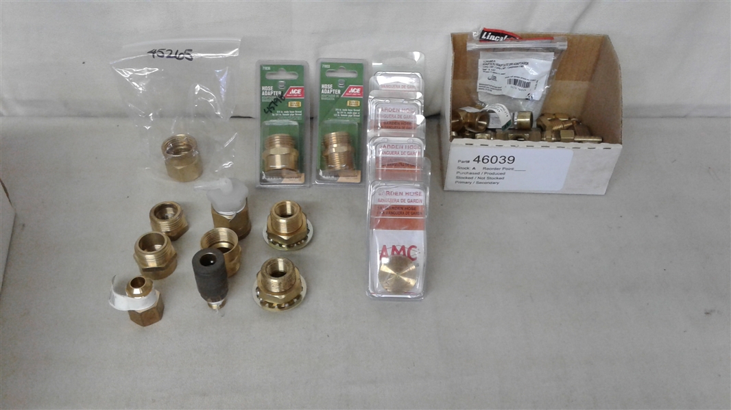 BRASS GARDEN HOSE ADAPTERS,CAPS, AND MISC BRASS FITTINGS