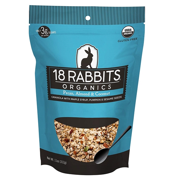 18 Rabbits Organic Gracious Granola, Pecan, Almond & Coconut, 11 Ounce bag