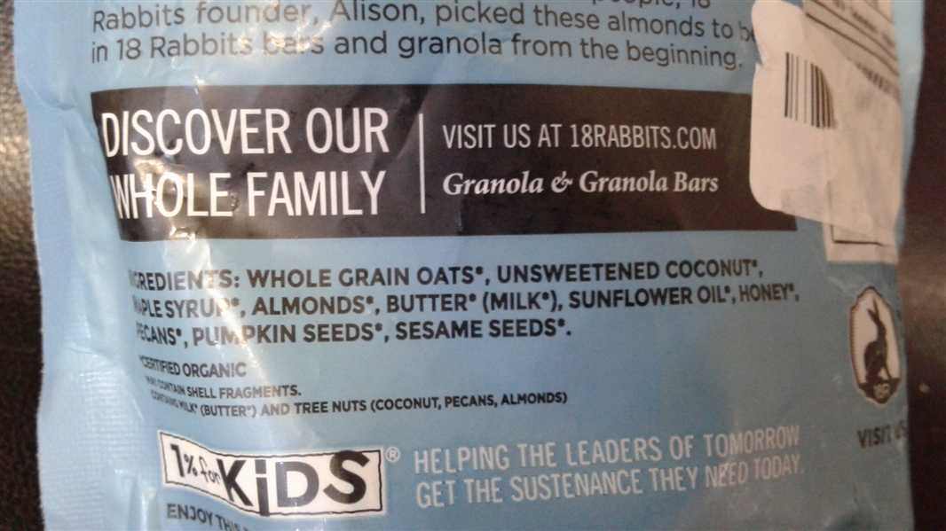 18 Rabbits Organic Gracious Granola, Pecan, Almond & Coconut, 11 Ounce bag