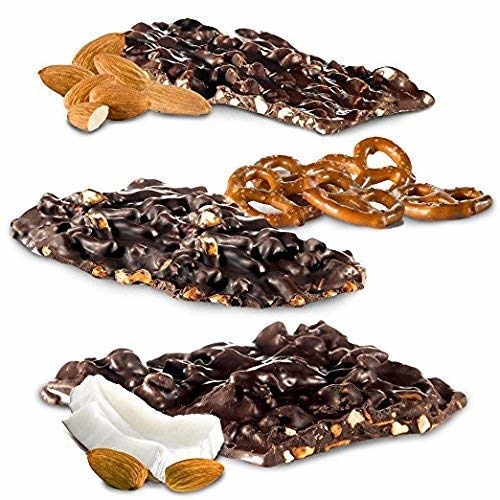 barkTHINS Dark Chocolate Snack Variety Pack (Almond Sea Salt, Pretzel Sea Salt, Coconut Almond), 4.7-oz. Bags, 3 Count