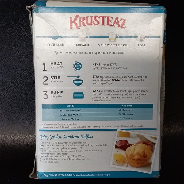 Krusteaz Gluten Free Honey Cornbread Mix, 15-Ounce Box